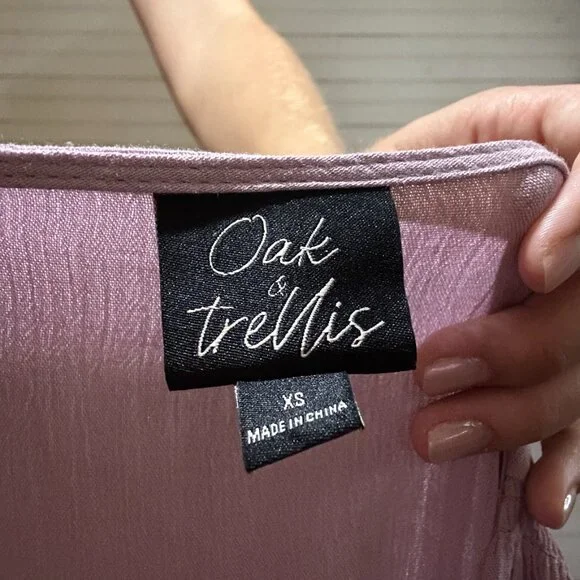 Oak & Trellis Button Front Mauve ruffle sleeve dress - Picture 4 of 4